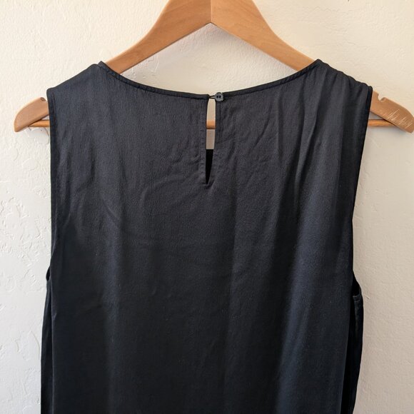 Eileen Fisher Black 100% Silk Shift Dress - Picture 5 of 9